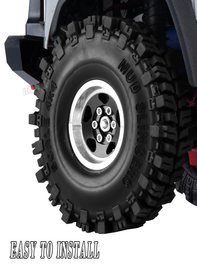عجلات وإطارات BRCatWPark 1.0 Beadlock لسيارات الزحف التي تعمل بالتحكم عن بعد بمقياس 1/18 TRX4M و1/24 SCX24، وسيارات الطرق الوعرة والشاحنات، مصنوعة من الألومنيوم بقياس 1.0 بوصة مع إطارات مطاطية إسفنجية، لون أسود - Image 3